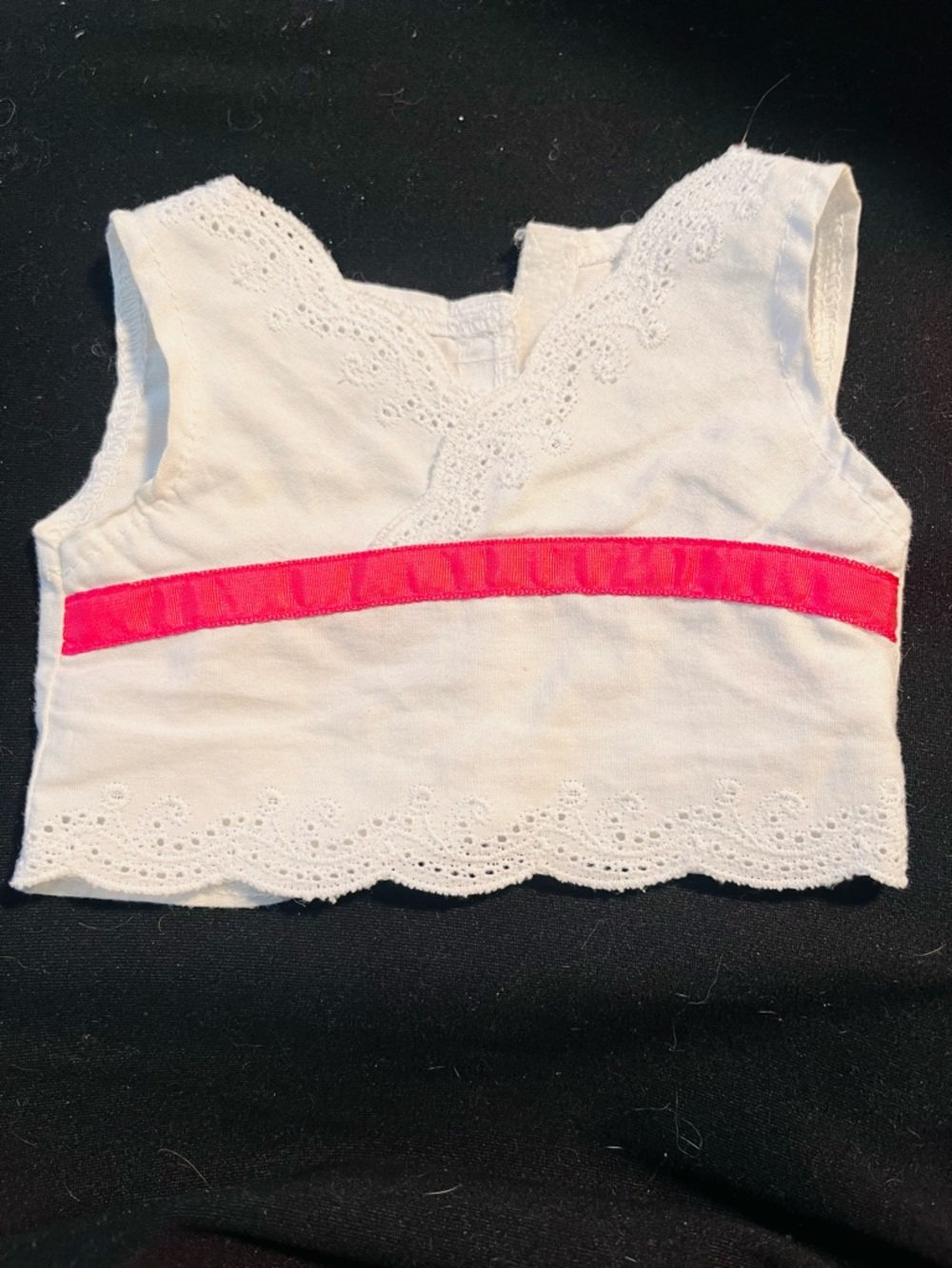 American Girl Sweetheart White Eyelet Top Pink Trim 18" Doll Clothes